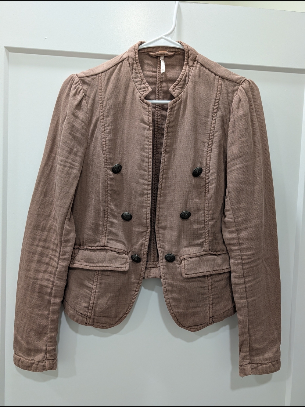 Free People Womens Double-Breasted Lightweight Jacket - Dusty Taupe